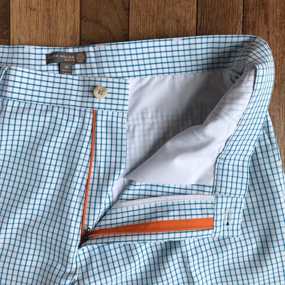 Peter Millar Teal Plaid Wicking Golf Shorts *S5 - Picture 3 of 8